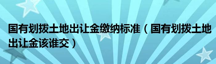 国有划拨土地出让金缴纳标准（国有划拨土地出让金该谁交）