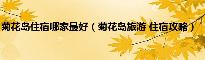 菊花岛住宿哪家最好（菊花岛旅游 住宿攻略）