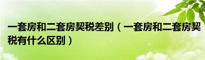 一套房和二套房契税差别（一套房和二套房契税有什么区别）