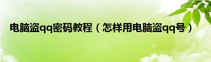 电脑盗qq密码教程（怎样用电脑盗qq号）