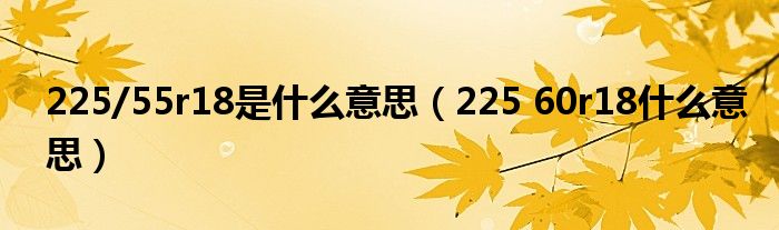 225/55r18是什么意思（225 60r18什么意思）