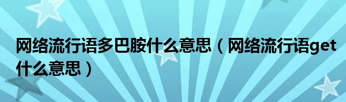 网络流行语多巴胺什么意思（网络流行语get什么意思）