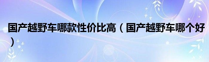 国产越野车哪款性价比高（国产越野车哪个好）