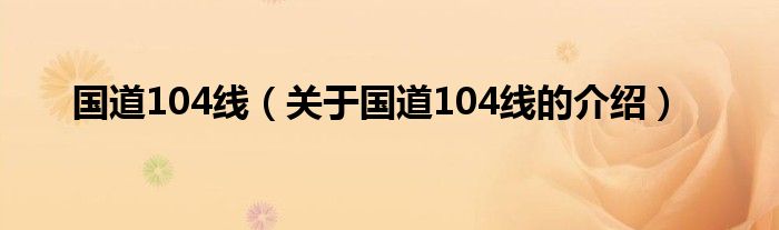 国道104线（关于国道104线的介绍）