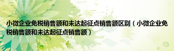 小微企业免税销售额和未达起征点销售额区别（小微企业免税销售额和未达起征点销售额）