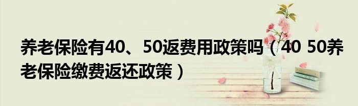 养老保险有40、50返费用政策吗（40 50养老保险缴费返还政策）