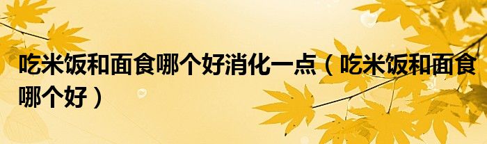 吃米饭和面食哪个好消化一点（吃米饭和面食哪个好）