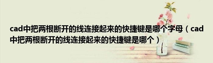 cad中把两根断开的线连接起来的快捷键是哪个字母（cad中把两根断开的线连接起来的快捷键是哪个）