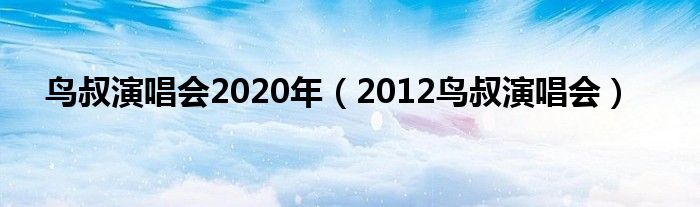 鸟叔演唱会2020年（2012鸟叔演唱会）