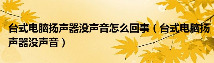 台式电脑扬声器没声音怎么回事（台式电脑扬声器没声音）