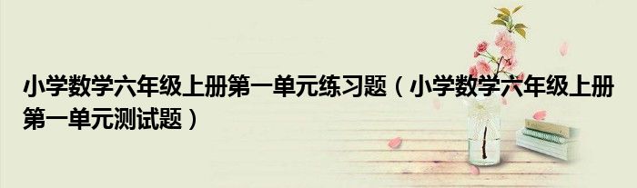 小学数学六年级上册第一单元练习题（小学数学六年级上册第一单元测试题）