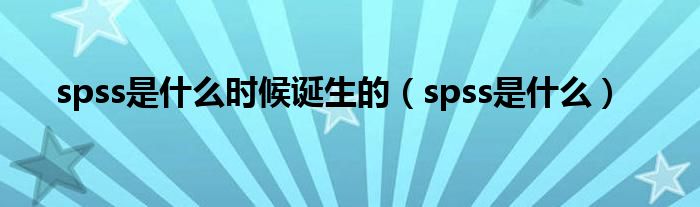 spss是什么时候诞生的（spss是什么）