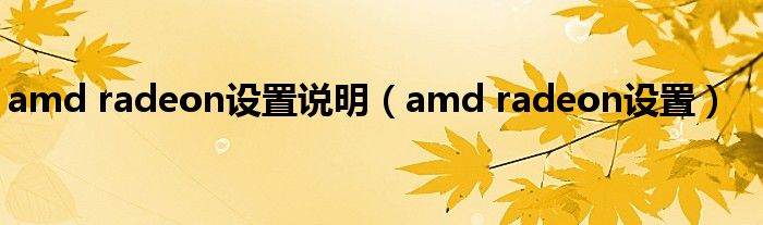 amd radeon设置说明（amd radeon设置）