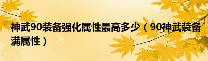 神武90装备强化属性最高多少（90神武装备满属性）