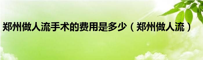 郑州做人流手术的费用是多少（郑州做人流）