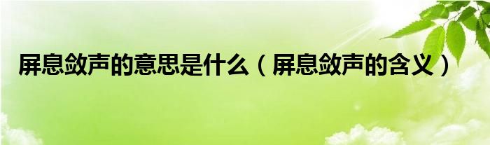 屏息敛声的意思是什么（屏息敛声的含义）