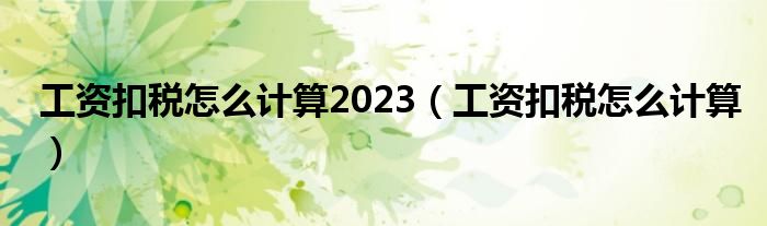 工资扣税怎么计算2023（工资扣税怎么计算）