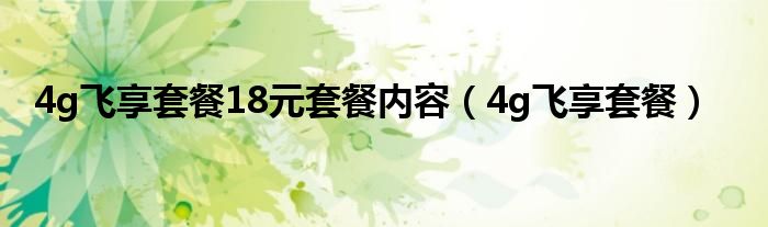 4g飞享套餐18元套餐内容（4g飞享套餐）