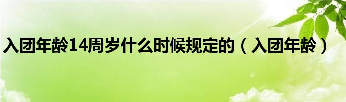 入团年龄14周岁什么时候规定的（入团年龄）