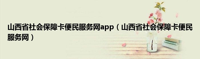 山西省社会保障卡便民服务网app（山西省社会保障卡便民服务网）