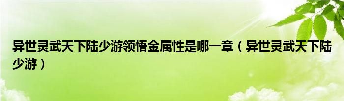 异世灵武天下陆少游领悟金属性是哪一章（异世灵武天下陆少游）