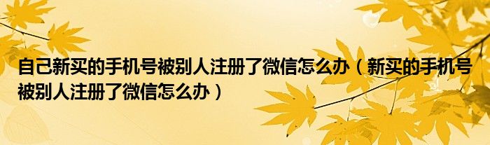 自己新买的手机号被别人注册了微信怎么办（新买的手机号被别人注册了微信怎么办）