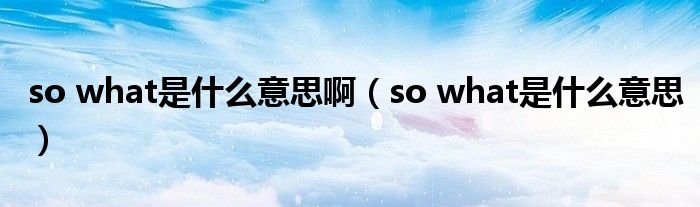 so what是什么意思啊（so what是什么意思）