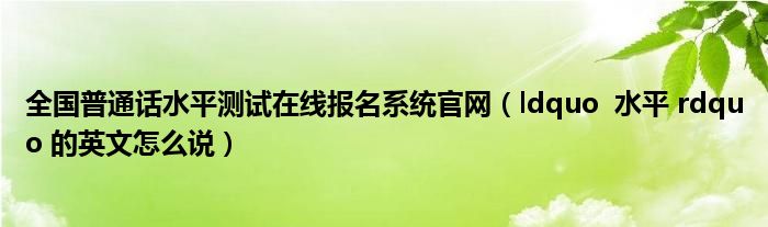 全国普通话水平测试在线报名系统官网（ldquo  水平 rdquo 的英文怎么说）