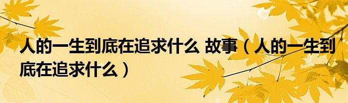 人的一生到底在追求什么 故事（人的一生到底在追求什么）