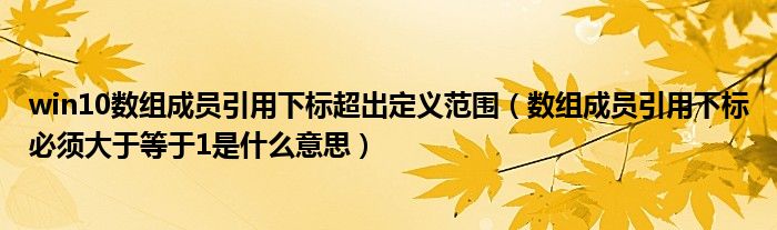 win10数组成员引用下标超出定义范围（数组成员引用下标必须大于等于1是什么意思）