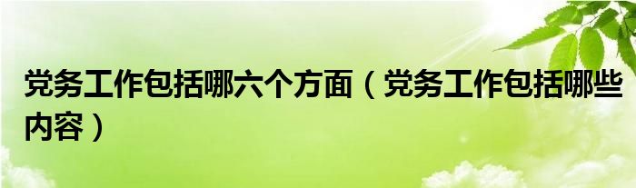 党务工作包括哪六个方面（党务工作包括哪些内容）