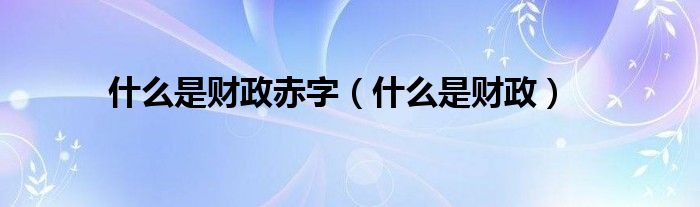 什么是财政赤字（什么是财政）