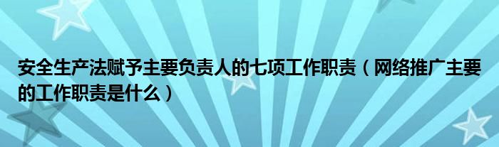 安全生产法赋予主要负责人的七项工作职责（网络推广主要的工作职责是什么）