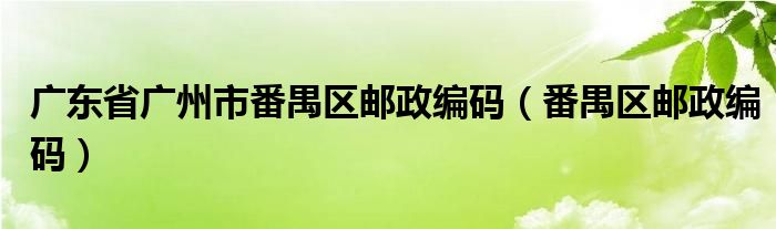 广东省广州市番禺区邮政编码（番禺区邮政编码）