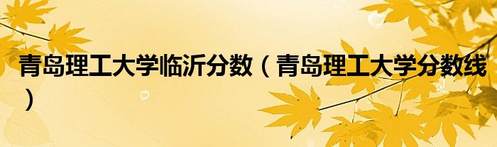 青岛理工大学临沂分数（青岛理工大学分数线）