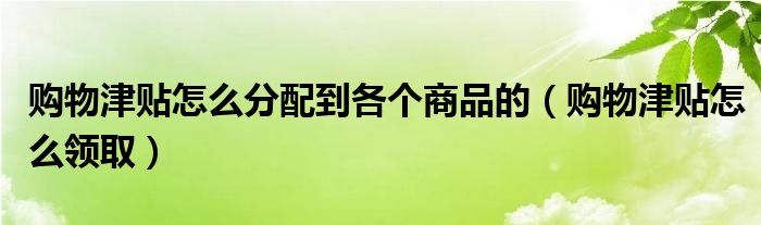 购物津贴怎么分配到各个商品的（购物津贴怎么领取）