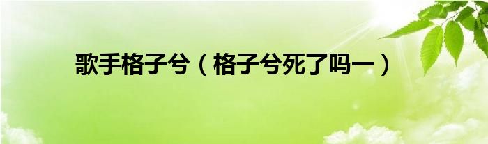 歌手格子兮（格子兮死了吗一）