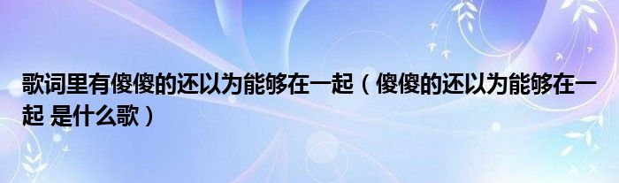 歌词里有傻傻的还以为能够在一起（傻傻的还以为能够在一起 是什么歌）