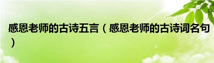 感恩老师的古诗五言（感恩老师的古诗词名句）