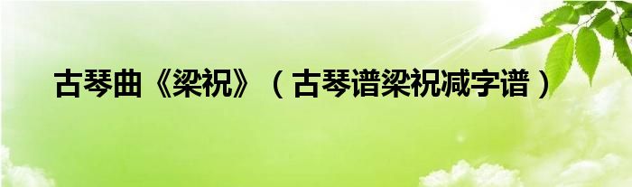 古琴曲《梁祝》（古琴谱梁祝减字谱）