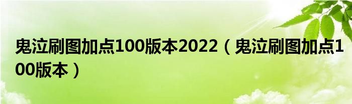 鬼泣刷图加点100版本2022（鬼泣刷图加点100版本）