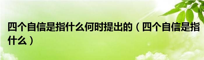 四个自信是指什么何时提出的（四个自信是指什么）