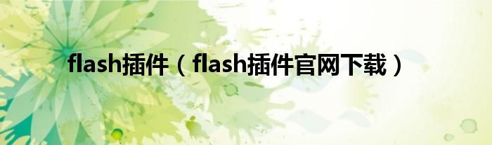 flash插件（flash插件官网下载）