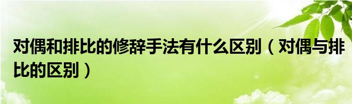 对偶和排比的修辞手法有什么区别（对偶与排比的区别）