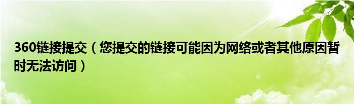 360链接提交（您提交的链接可能因为网络或者其他原因暂时无法访问）