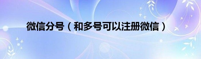 微信分号（和多号可以注册微信）