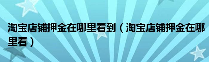 淘宝店铺押金在哪里看到（淘宝店铺押金在哪里看）