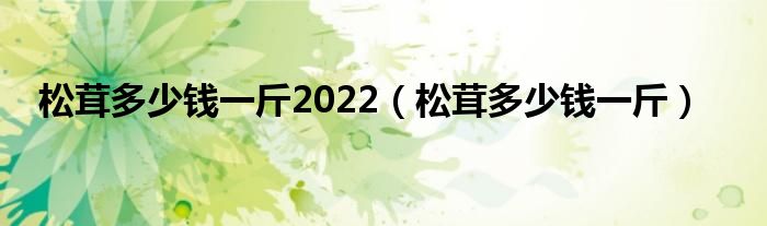 松茸多少钱一斤2022（松茸多少钱一斤）