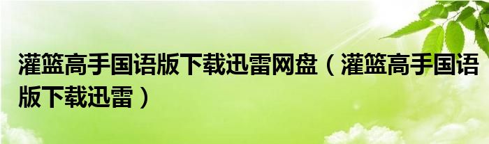 灌篮高手国语版下载迅雷网盘（灌篮高手国语版下载迅雷）