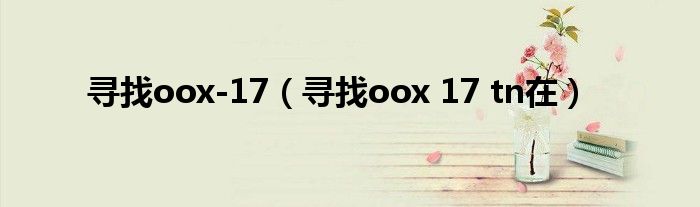 寻找oox-17（寻找oox 17 tn在）